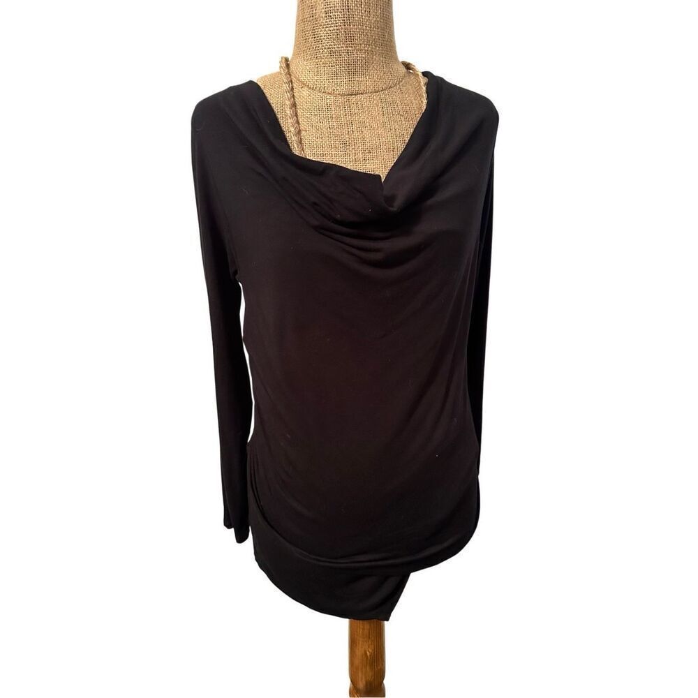 NUX long sleeve cowl neck top sz medium black